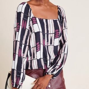 Anthropologie Eloise abstract blouse size L NWT